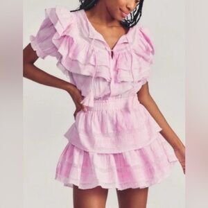 LoveShackFancy Liv Dress Pink – Size M NWT